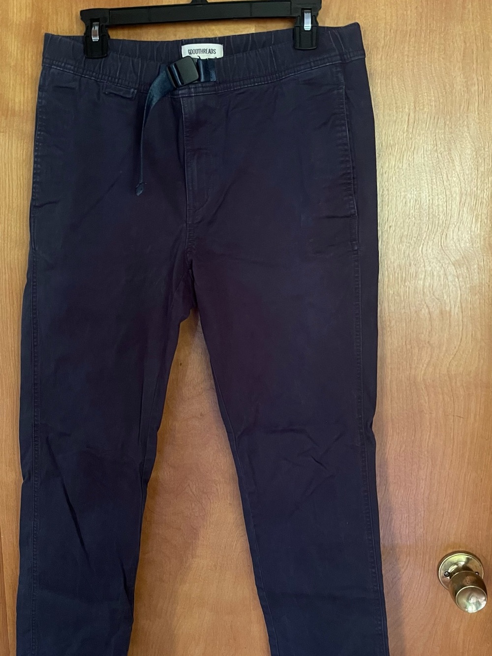 Goodthreads 32/30 Men's Dark Navy Stretch Chino Pants with Integrated Belt